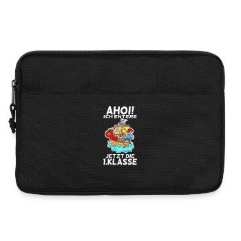 1 Klasse Einschulung Pirat Schulkind Geschenk - Laptoptasche 13" - Schwarz - Vorne