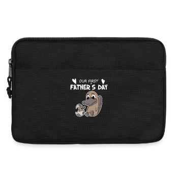 Cadeau de fête des pères - Notre première fête des pères - Sacoche pour ordinateur portable 13 pouces - noir - Devant