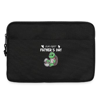 Cadeau de fête des pères - Notre première fête des pères - Sacoche pour ordinateur portable 13 pouces - noir - Devant