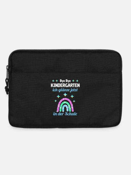Bye Bye Kindergarten Glitzer Regenboge Einschulung - Laptoptasche 13" - Schwarz