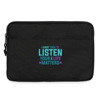 Purple Teal Ribbon J’ai le temps d’écouter - Sacoche pour ordinateur portable 13 pouces - noir - Devant