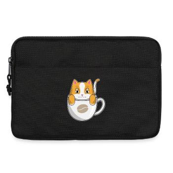 Katze Kaffee Tasse - Laptoptasche 13" - Schwarz - Vorne