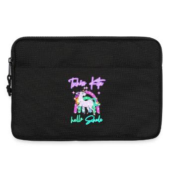 Tschüss Kita! hallo Schule Regenbogen Einhorn - Laptoptasche 13" - Schwarz - Vorne