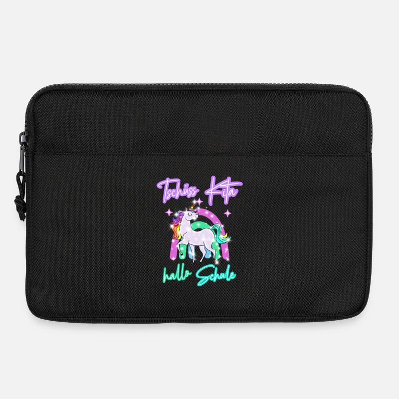 Tschüss Kita! hallo Schule Regenbogen Einhorn - Laptoptasche 13" - Schwarz