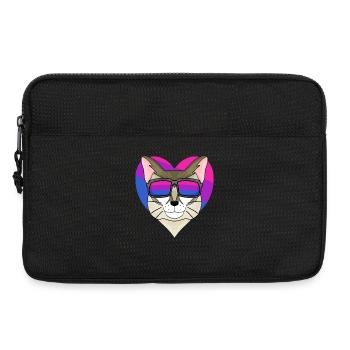 Bisexual Singapura Cat - Cat with Glasses - Laptop bag 13" - black - Front
