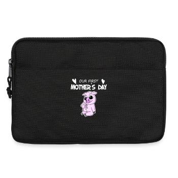Cadeau de fête des mères - Notre première fête des mères - Sacoche pour ordinateur portable 13 pouces - noir - Devant