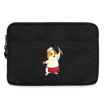 Hamster as a baker with rolling pin - Laptop bag 13" - black - Front