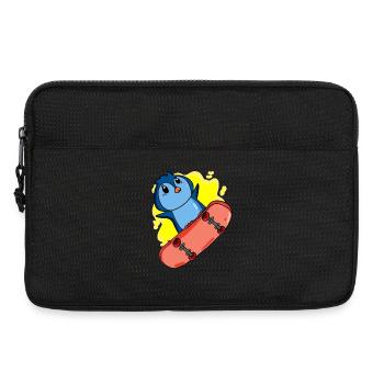 Pinguin als Skater mit Skateboard - Laptoptasche 13" - Schwarz - Vorne
