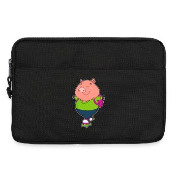 Schwein Rollschuhfahren Rollschuhe - Laptoptasche 13" - Schwarz - Vorne