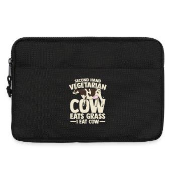 second hand vegetarian cow eats grass i eat cow - Laptoptasche 13" - Schwarz - Vorne