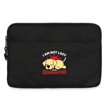 Cute dog with quarantine motif - Laptop bag 13" - black - Front