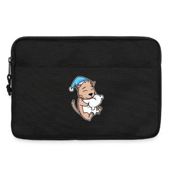 Cat with sleeping cap and pillow - Laptop bag 13" - black - Front