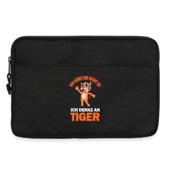 Tiger Spruch lustig - Ich denke an Tiger - Laptoptasche 13" - Schwarz - Vorne