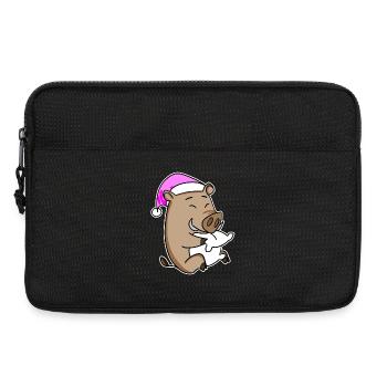 Wildschwein mit Kissen und Schlafmütze - Laptoptasche 13" - Schwarz - Vorne