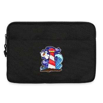 Leuchtturm mit Möwe und Wellen - Laptoptasche 13" - Schwarz - Vorne