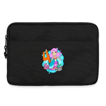 Girl 4 years old 4th birthday mermaid - Laptop bag 13" - black - Front