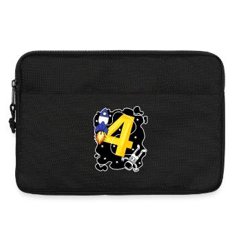 Garçon de 4 ans - cadeau de 4ème anniversaire - Sacoche pour ordinateur portable 13 pouces - noir - Devant