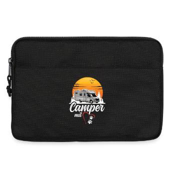 Camper mit Herz und Pfoten Hund Camping - Laptoptasche 13" - Schwarz - Vorne
