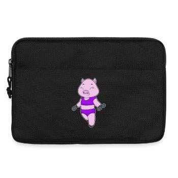 Schwein Bodybuilder Hantel Bodybuilding - Laptoptasche 13" - Schwarz - Vorne