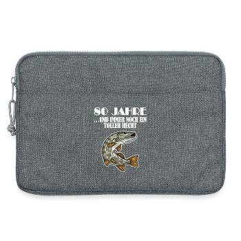 80. Geburtstag Angler Lustiger Spruch - 80 Jahre - Laptoptasche 13" - Grau meliert - Vorne