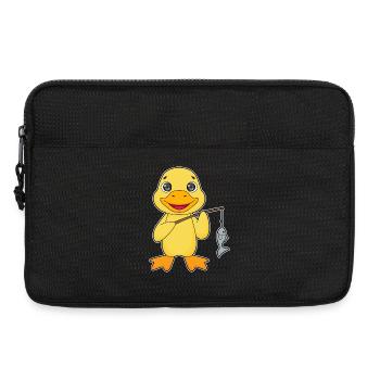 Ente Angler Fisch Angeln - Laptoptasche 13" - Schwarz - Vorne