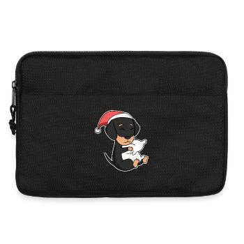 Teckel chien Noël sommeil fatigué - Sacoche pour ordinateur portable 13 pouces - noir - Devant