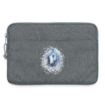Tête de cheval dans la neige Star Winter - Sacoche pour ordinateur portable 13 pouces - gris chiné - Devant