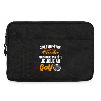 Dans ma tête je joue au Golf Cadeau Humour Golf - Sacoche pour ordinateur portable 13 pouces - noir - Devant