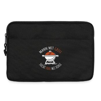 Mann Mit Grill Sucht Frau Mit Kohle BBQ Grillen - Laptoptasche 13" - Schwarz - Vorne