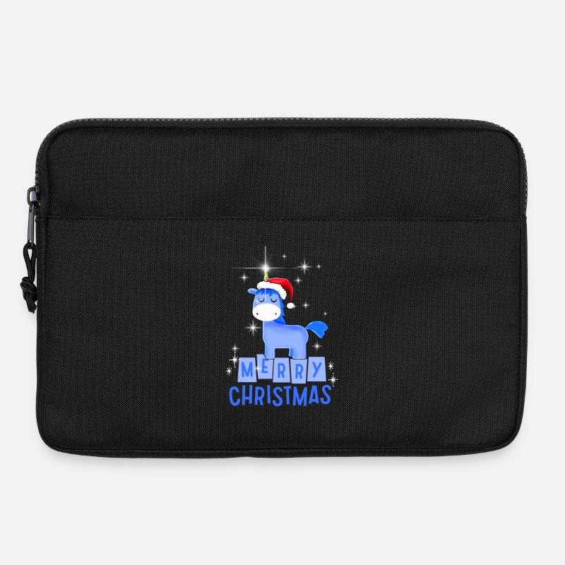 Blaues Einhorn mit Merry Christmas - Laptoptasche 13" - Schwarz