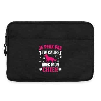 je peux pas j'ai câlins avec mon chien humour - Sacoche pour ordinateur portable 13 pouces - noir - Devant