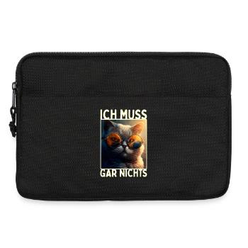 Katze Ich Muss Gar Nichts Nein Nö Faulenzer Katzen - Laptoptasche 13" - Schwarz - Vorne