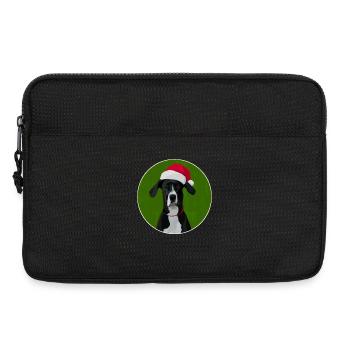 Grand chien danois au chapeau de père Noël pour Noël - Sacoche pour ordinateur portable 13 pouces - noir - Devant