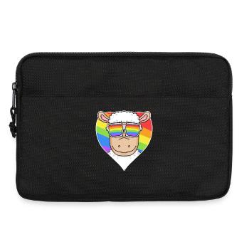 Gay LGBT Tier Schaf Regenbogen Herz - Laptoptasche 13" - Schwarz - Vorne