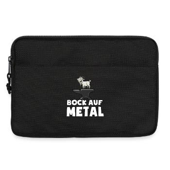 Bock auf Metal - Spruch - lustiges Musik Wortspiel - Laptoptasche 13" - Schwarz - Vorne