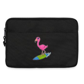 Été de surf sur planche de surf au flamant rose - Sacoche pour ordinateur portable 13 pouces - noir - Devant