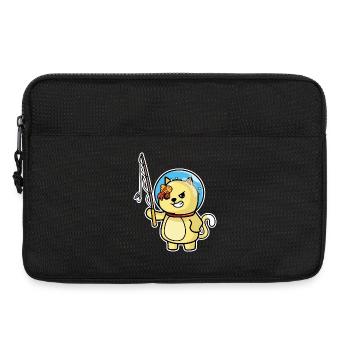 Niedliche Katze Katze Fischer und Fisch Humor Pfirsich - Laptoptasche 13" - Schwarz - Vorne