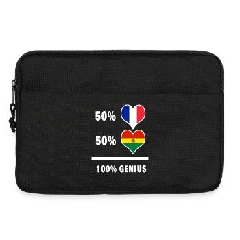 Drapeau de la Bolivie et de la France 100 % génial - Sacoche pour ordinateur portable 13 pouces - noir - Devant