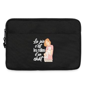 la joie c'est les câlins d'un chat , chaton cat - Sacoche pour ordinateur portable 13 pouces - noir - Devant