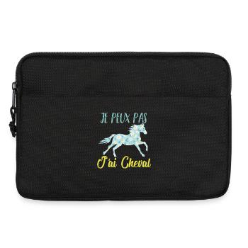 Je peux pas j'ai cheval florale poney equitation - Sacoche pour ordinateur portable 13 pouces - noir - Devant