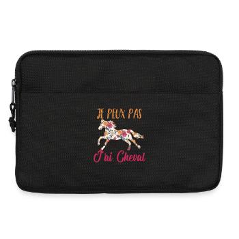 Je peux pas j'ai cheval florale poney equitation - Sacoche pour ordinateur portable 13 pouces - noir - Devant