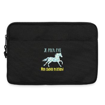 Je peux pas mon cheval m'attend - florale poney - Sacoche pour ordinateur portable 13 pouces - noir - Devant