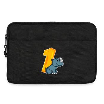 1 an - Inscription - Motif rhinocéros - Gagner - Sacoche pour ordinateur portable 13 pouces - noir - Devant