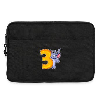 3 ans - 3ème anniversaire avec motif animal - Sacoche pour ordinateur portable 13 pouces - noir - Devant