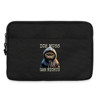 Katze Ich Muss Gar Nichts Nein Nö Faulenzer Katzen - Laptoptasche 13" - Schwarz - Vorne