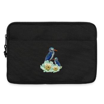Der elegante Kranich mit Blumen - Laptoptasche 13" - Schwarz - Vorne
