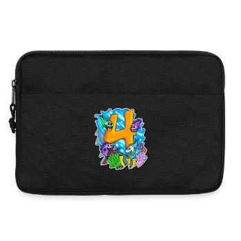 4 years old - 4th birthday with animal motif - Laptop bag 13" - black - Front