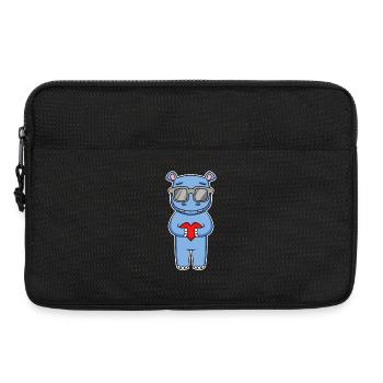 Nilpferd mit Sonnenbrille und Herz - Nilpferd - Laptoptasche 13" - Schwarz - Vorne