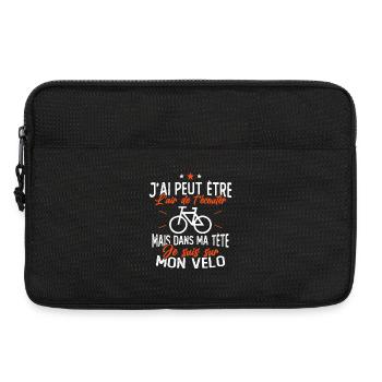 Dans Ma Tête Je suis sur Mon Vélo Humour Cyclisme - Sacoche pour ordinateur portable 13 pouces - noir - Devant