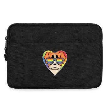 Regenbogen - Hund mit Brille - Deutscher Boxer - Laptoptasche 13" - Schwarz - Vorne